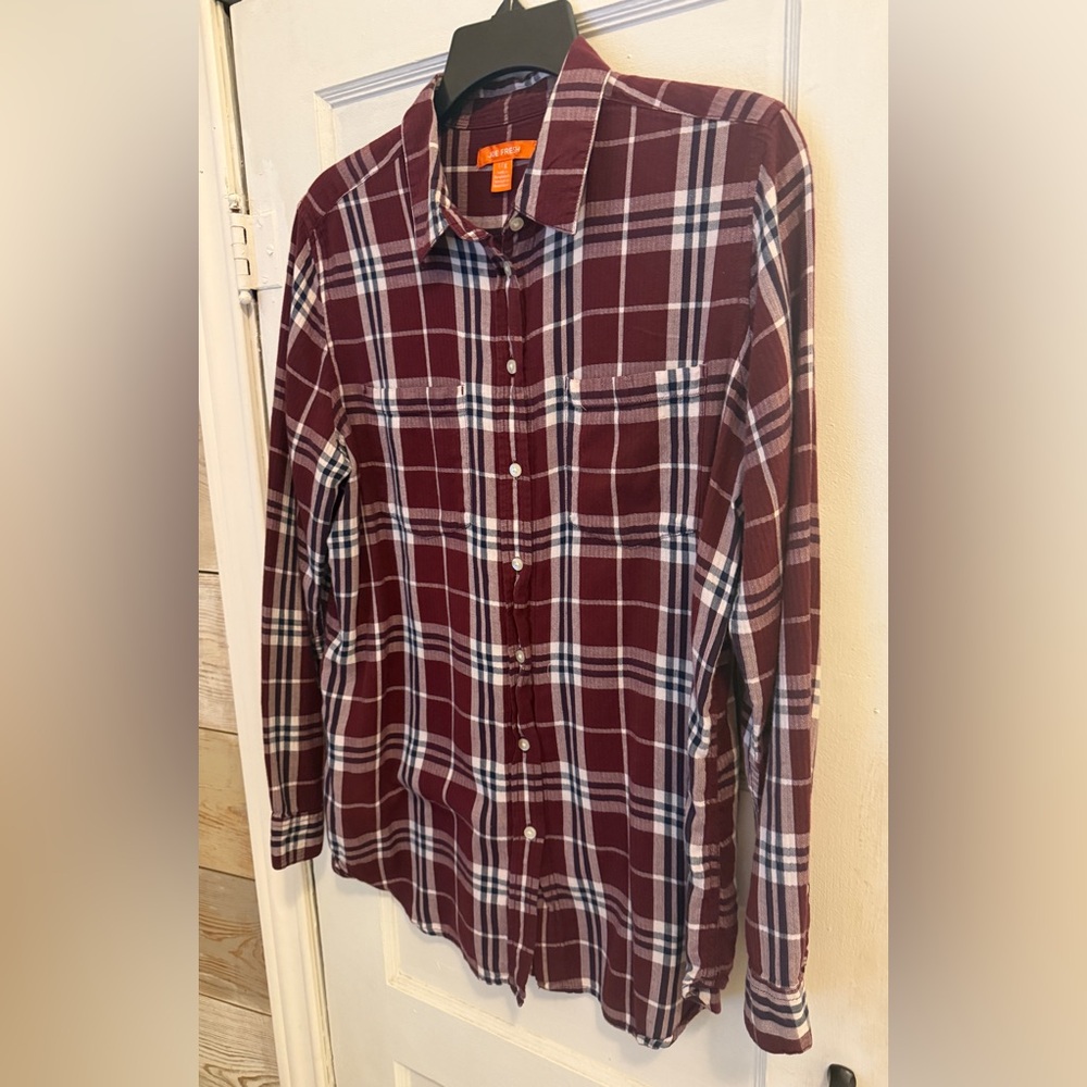 Joe Fresh Plaid Button-Down Ladies Shirt - Picture 5 of 7